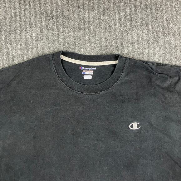 Champion T-Shirt Mens Size XL Black Crewneck Short Sleeve Logo Casual Basic - Picture 2 of 8